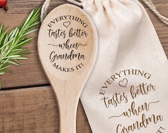 Cucchiaio di legno personalizzato Tutto ha un sapore migliore quando lo prepara la nonna Regalo di Natale per la nonna Regalo per la festa della mamma per la nonna Mamma