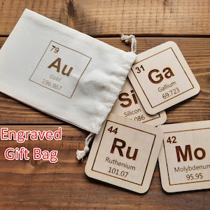 Juego de 4 posavasos de la tabla periódica, regalo para ingeniero químico, profesor de ciencias, químico, símbolos de la tabla periódica, regalo de química, elementos de decoración científica