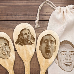 Nicolas Cage Face On Wooden Spoons Nic Cage On Things Nicolas Cage Gifts For Birthday Housewarming Gift Funny Meme Gift Chef Cook Fan Gift