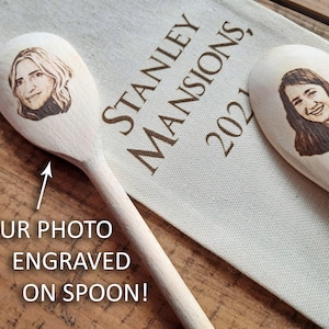 Your Photo Engraved on Wooden Spoon Personalized Gift Custom Portrait on Spoon 5th Anniversary Gift For Wife Birthday or Christmas Gift Idea