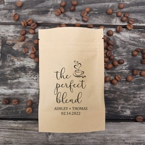 The Perfect Blend Coffee Favor Pouch Bags For Wedding Coffee Favors Pouches Only Personalized Coffee Bean Bags Custom Bridal Shower Favors