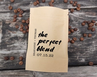 The PerfectBlend Kaffeebohne Tasche Personalisierte Hochzeitsbevorzugungen wiederverschließbarer Beutel Brautduschenbevorzugung
