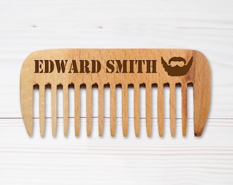 Personalized Beard Comb Custom Brush Engraved Wood Pocket Combs Burlap Bag Grooming Kit