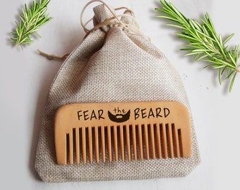 Holz Bartkamm Geschenktasche Grooming Kit für Männer Personalisierter gravierter Schnurrbartkamm aus Holz