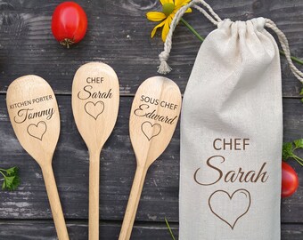 Personalised Wooden Spoon Custom Engraved Name on Wood Mixing Spoon Birthday Gift Housewarming Gift Anniversary Wife MOM Mothers Day Gift