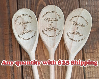 Bulk Order Wooden Spoons The Perfect Mix Personalized Bridal Shower Favor Kitchen Shower Spoon Custom Engraved Name Wedding Favor for Guests