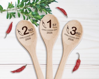 Ensemble de cuillères Trophée Cook Off pour chili, prix de l'événement Cook Off, cadeau du chef, cuillères gravées personnalisées