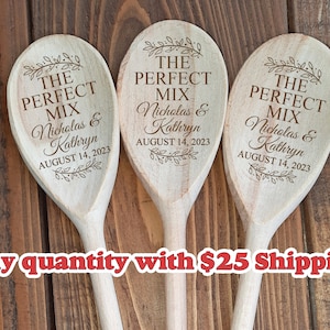 Bulk Order for Wooden Spoons The Perfect Mix Personalized Bridal Shower Party Favor Kitchen Shower Favor Custom Engraved Spoon Wedding Gift
