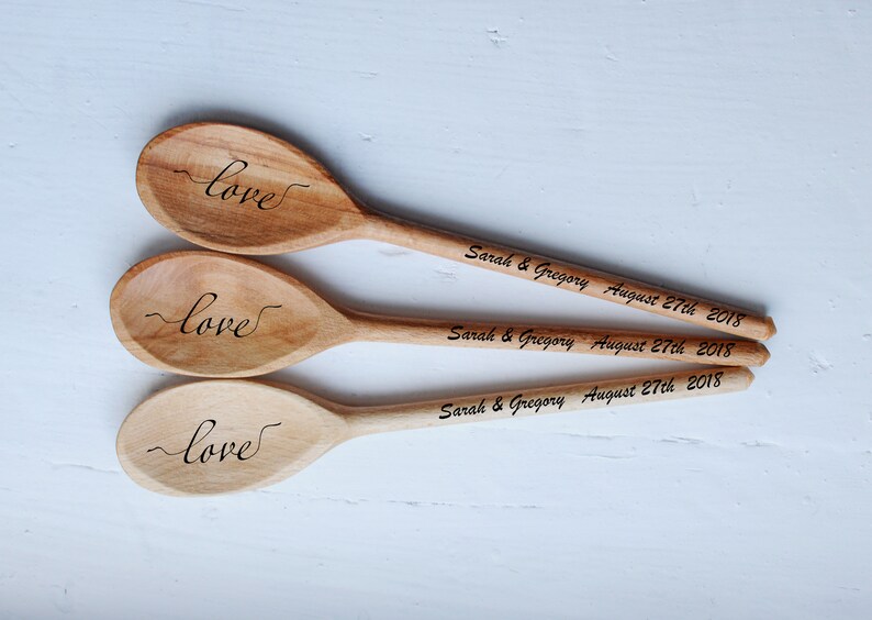 Engraved Wood Spoon Wedding Favor Custom Spoon Personalized Etsy