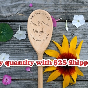 The Perfect Mix Mr And Mrs Wood Mixing Spoon Personalized Custom Last Name Wedding Gift Laser Engraved Wooden Spoon Bridal Shower Favor