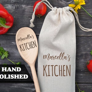 Custom Engraved Wood Spoon Kitchen Decor Baking Utensil Personalized Name Chef Gift Wooden Anniversary Housewarming Present Mothers Day Gift