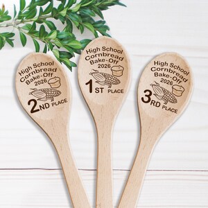 Cornbread Cook Off Wood Spoons Set Bar Contest Prizes Cooking Award Trophy Personalized Gift