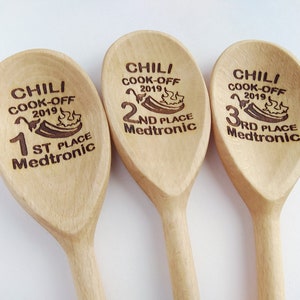 Chili Cook Off Set of 3 Wooden Spoons 1st 2nd 3rd Places | Etsy
