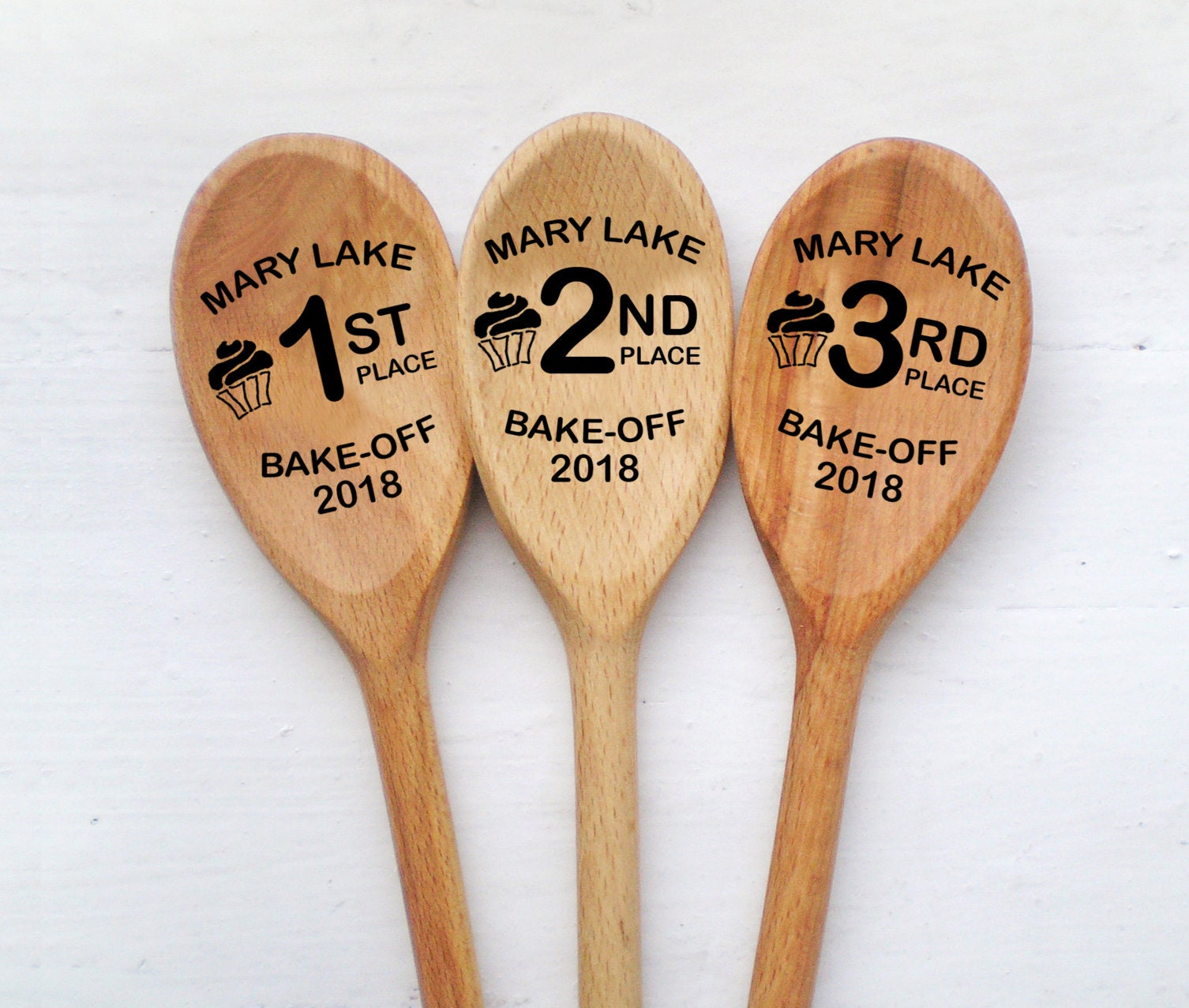 Bake Off Spoons Set Wood Spoon Personalized BakeOff Baking Etsy
