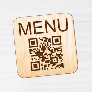 QR Code Wood Coasters Custom Laser Engraved Drink Bar Coasters Personalized Beer Mats Scan To View Menu Cafe QR Code Menu Sign LOGO Coaster