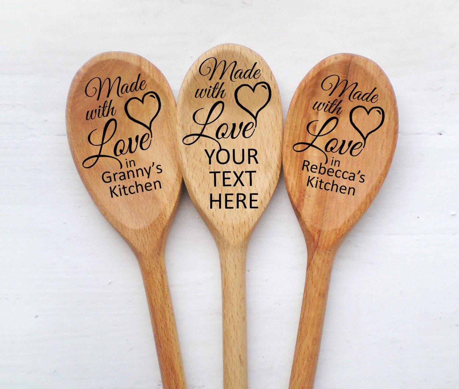 Made With Love Mothers Day Gift Custom Engraved Wood Spoon Etsy