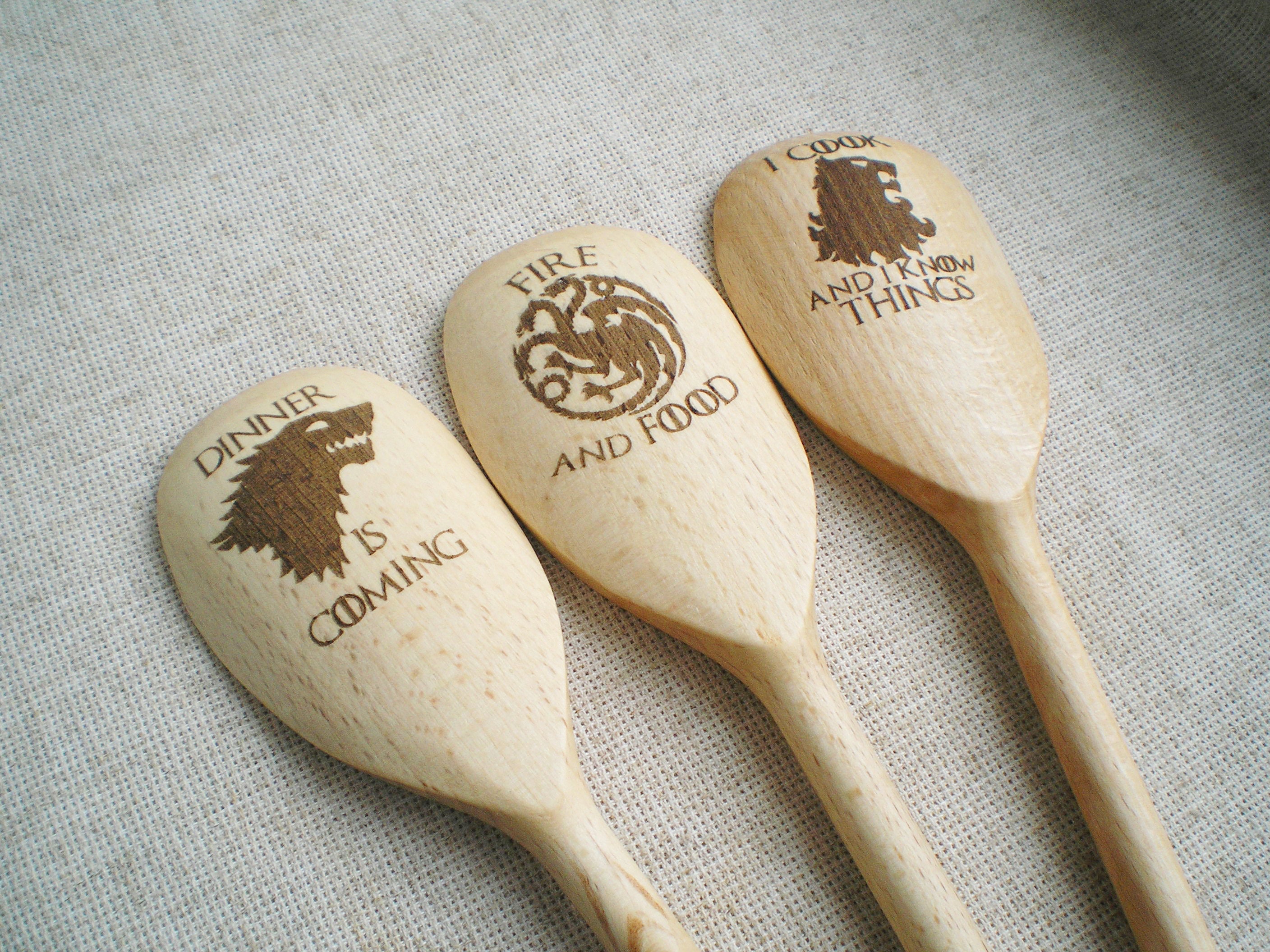 Stark Dinner is Coming GOT Game of thrones Wooden Spoon Engraved Funny Novelty 