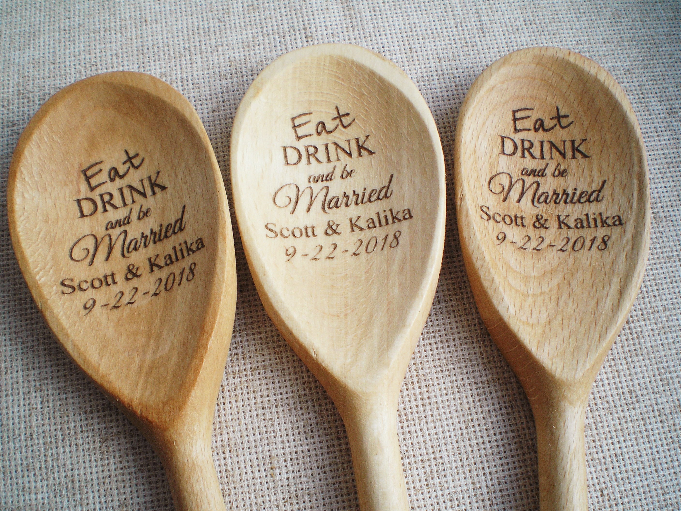Custom Wood Spoon Engraved Spoons Personalized Eat Drink & Be Etsy
