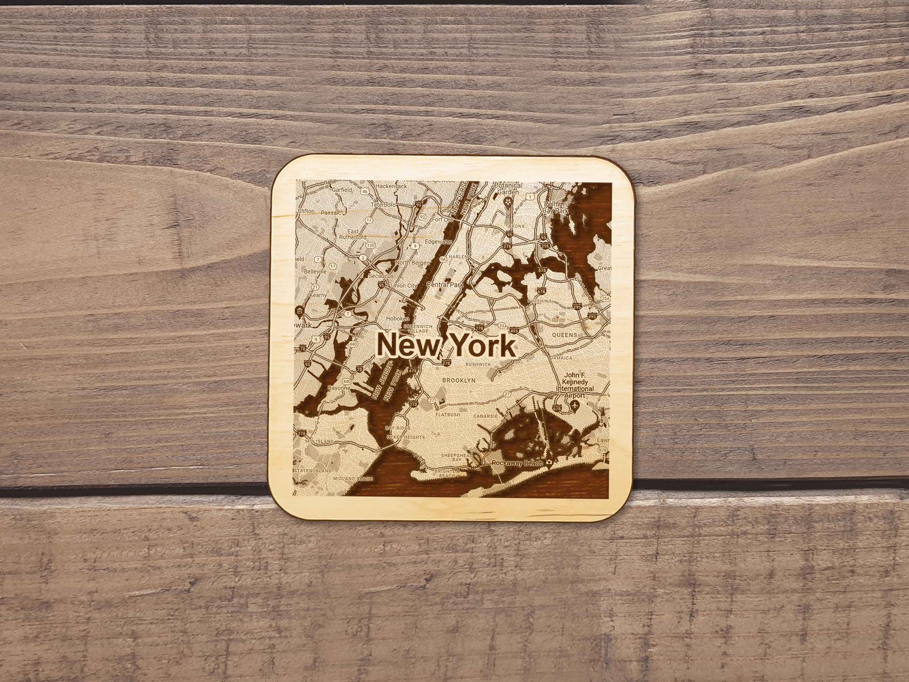Postcode Coasters Custom City Map Wooden Coasters (set of 4, 6, or 8) – Engraved Map Gift ...
