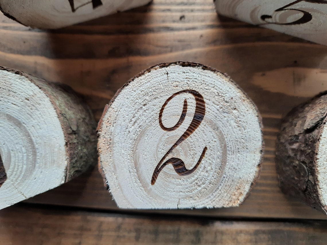 Engraved Wedding Table Numbers Rustic Table Decor Log Slice Wooden ...