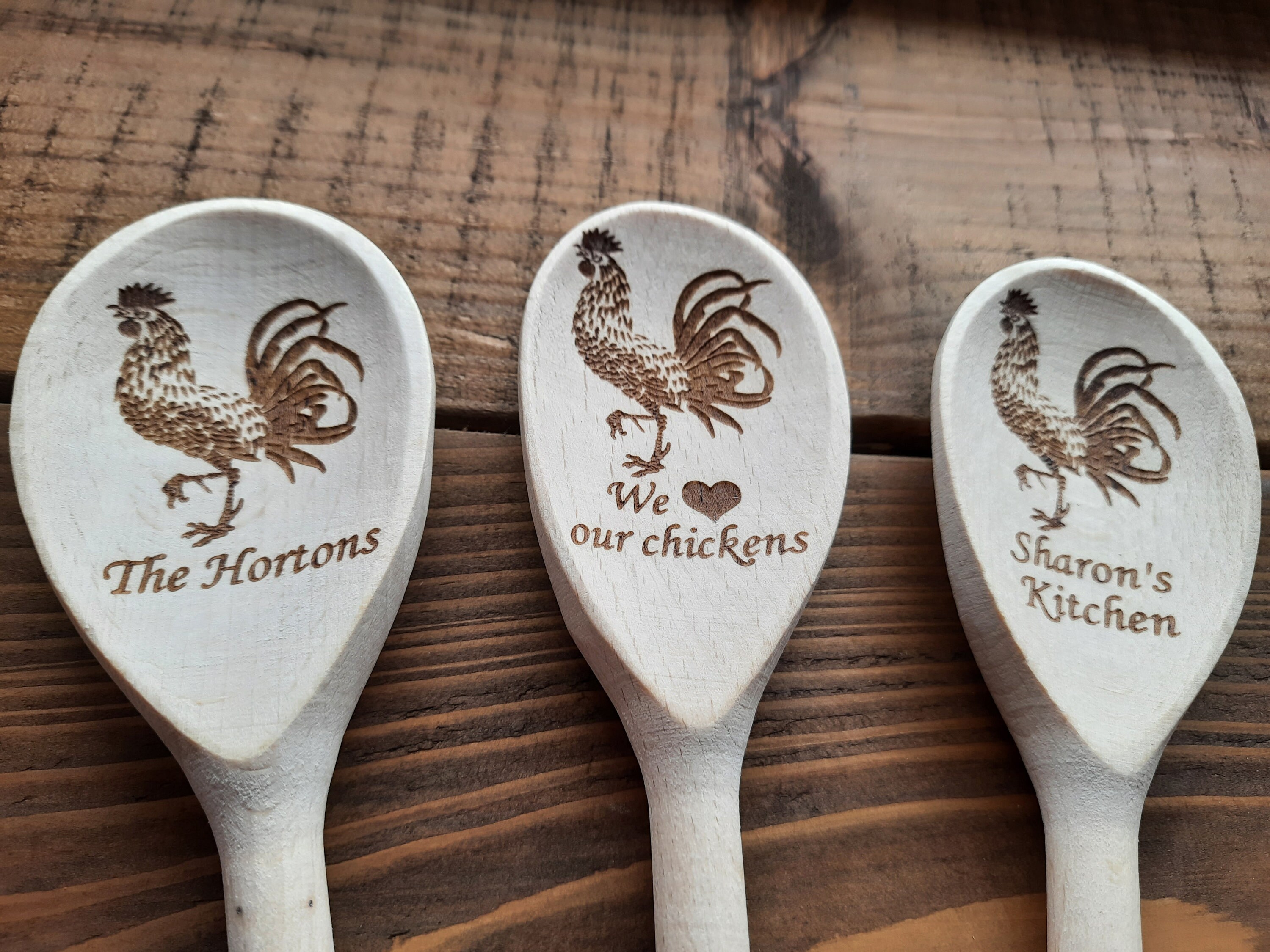 Rooster Wooden Cooking Spoons Set of 5,Rooster Kitchen Gift