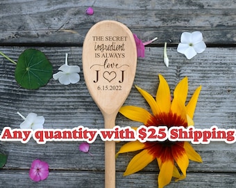 Bulk Wedding Favors Spoons Engraved Wooden Spoons Bridal Shower Favor Wood Spoon Anniversary Housewarming Gift Kitchen Gift Wedding Spoon