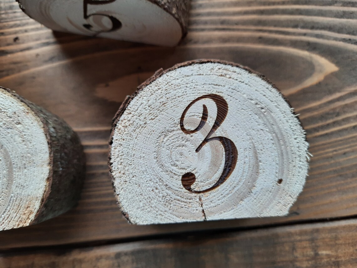 Rustic Design Table Number Engraved Wedding Table Numbers Rustic Table Decor Log Slice Wooden ...