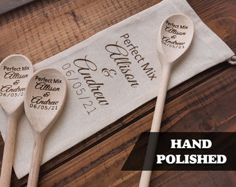 The Perfect Mix Wooden Spoons Personalized Bulk Spoons Bridal Shower Favor Kitchen Shower Spoon Favor Custom Engraved Name Wedding Favor