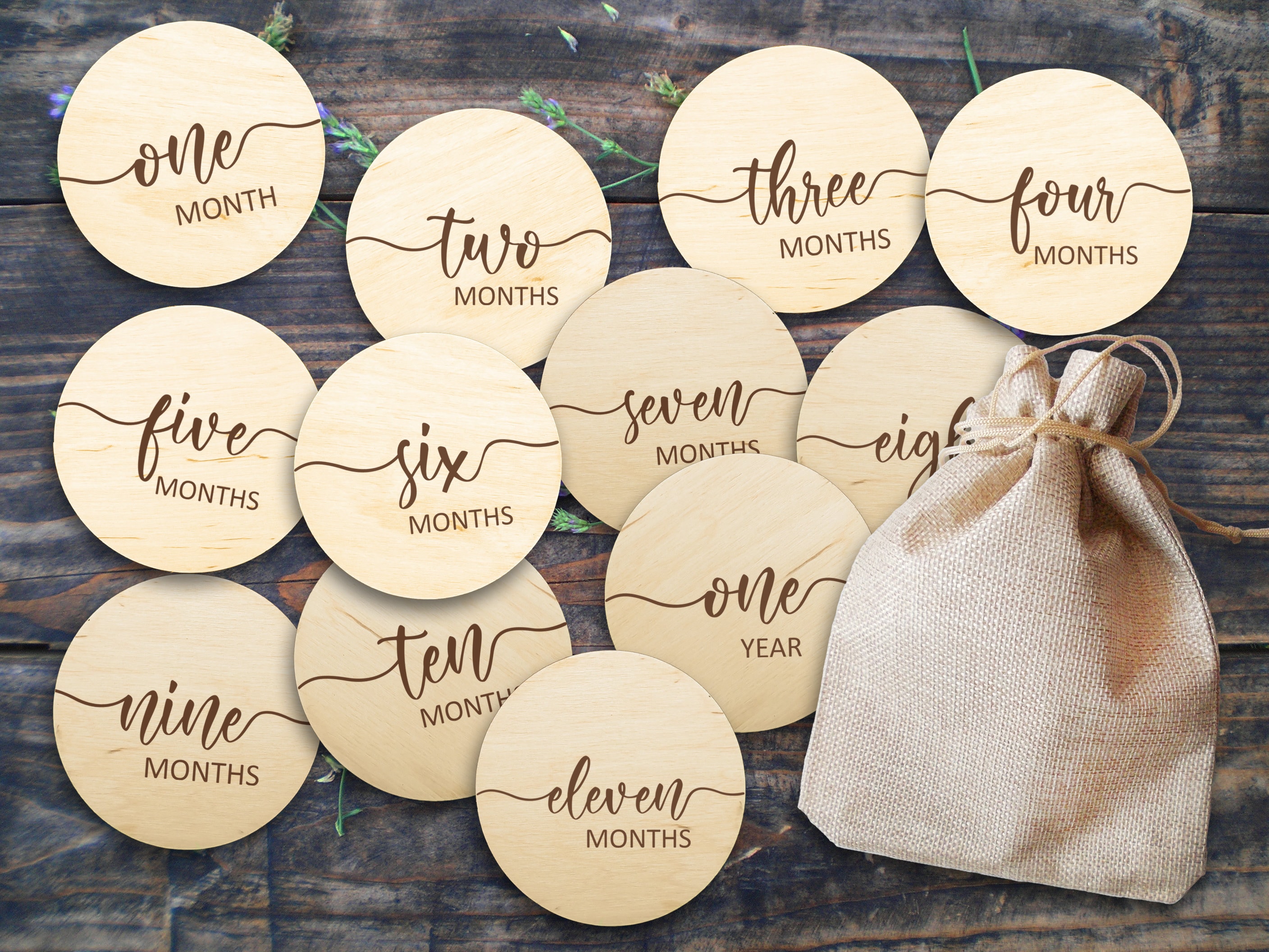 Baby Milestone Cards Wooden Signs Monthly Photos Baby Shower Gift ...