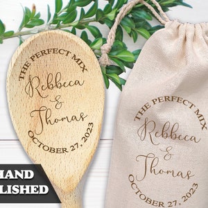 Wood Spoon The Perfect Mix Personalized Wedding Gift for Couple Names Custom Engraved Wooden Mixing Spoon Bridal Shower Favors Bridal Spoon