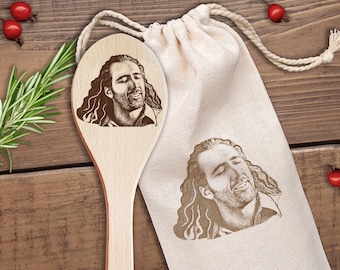 Nicolas Cage Face Wooden Spoon Nic Cage Funny Meme Things Birthday Housewarming Gag Gift