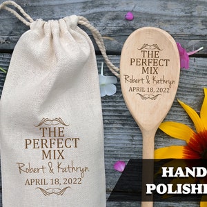 The Perfect Mix Personalized Wooden Spoon Kitchen Shower Favor Laser Engraved Wedding Gift Bridal Shower Favor Utensil Valentine&#39;s Day Gift
