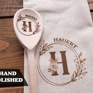Monogram Engraved Spoon Wooden Spoon Gift Wedding Gifts For Couple Housewarming Gift Engagement Spoon Perfect Mix Gift Family Name Monogramm