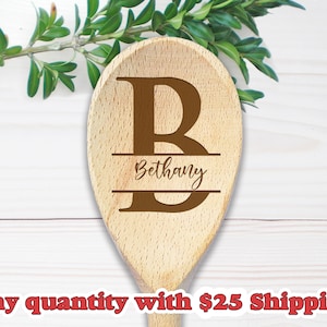 Bulk Spoons Wood Burned Cooking Spoons Personalized Monogram Spoon Laser Engraved Spoon Easter Gift Bridal Shower Party Favor Wedding Gift