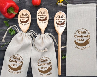 Prix des cuillères de cuisine pour chilis Prix Champion de cuisines de chilis pour les chilis Cuillères personnalisées Cuillères en bois gravées sur mesure Premier prix du concours de cuisine