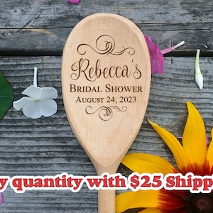 Bridal Shower Favors Spoons Custom Engraved Wooden Spoon Bulk Favor Wedding Shower Favor for Guests Mixing Spoon Personalized Wedding Gift