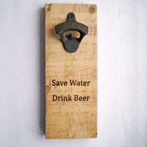 Personalized Bottle Opener Wall Mount Recycled Wood Bottle Opener Magnetic Beer Cap Catcher Man Cave Housewarming Groomsman Fathers Day Gift