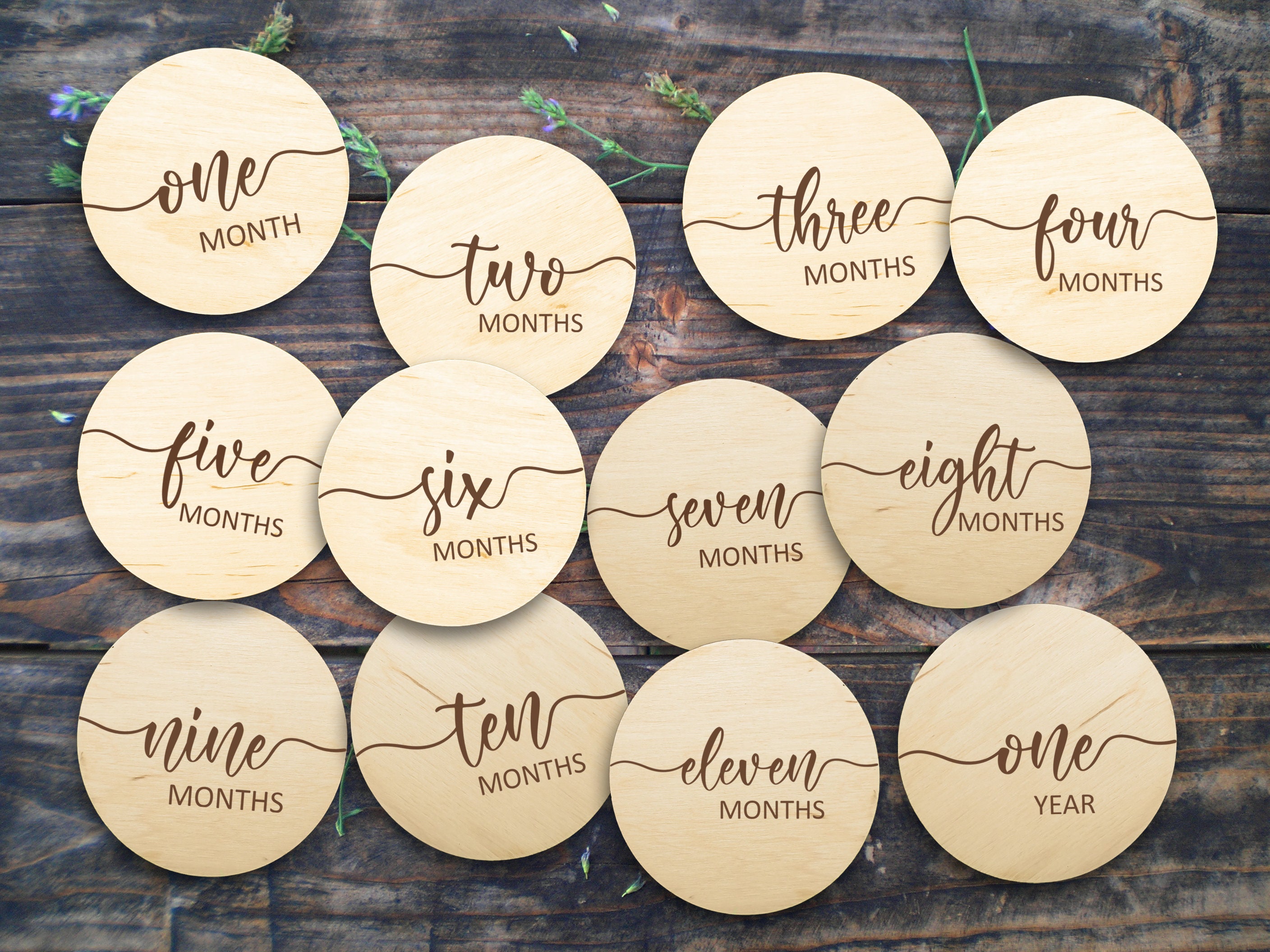 Baby Milestone Cards Wooden Signs Monthly Photos Baby Shower Gift ...