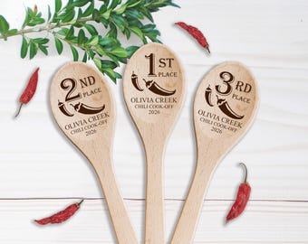Lot de 3 cuillères en bois de préparations pour chili pour chili