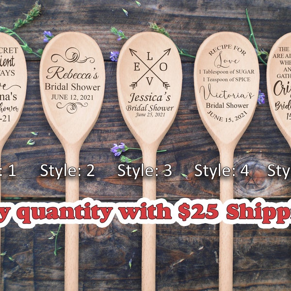 Bridal Shower Gift Engraved Wooden Spoon Bulk Favor Wedding Shower Favor Bulk Wood Spoons Kitchen Gift Wedding Spoon Gift Wedding Favor