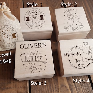 Zahnfee Halter Baby Tooth Andenken personalisiert 1. Geburtstagsgeschenk verlorene Zahn Box Organizer Fairy Tooth Holz Trinket Box Andenken Box