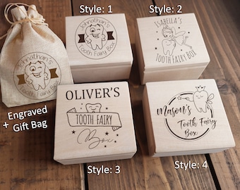 Tooth Fairy Holder Baby Tooth Keepsake Personalized 1st Birthday Gift Lost Tooth Box Organizer Fairy Tooth Wooden Trinket Box Keepsake Box