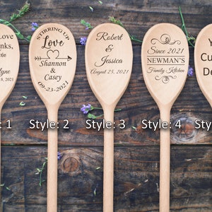 Wedding Shower Favors Wooden Spoons Personalized Wedding Reception Favor Party Bridal Shower Gift to Bride Kitchen Shower Stirring Up Love
