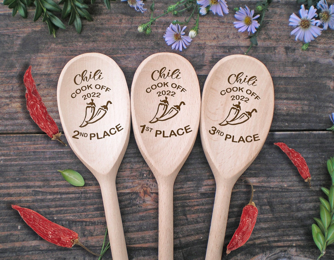 Chili Cook off Wooden Spoons Set of 3 Chili Cook-off Awards Chili