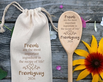 Friendsgiving Gift Friends Are the Most Important Ingredient Recipe of Life Friendsgiving Wooden Spoon Personalized Bridal Shower Favors