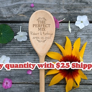 The Perfect Mix Personalized Wooden Spoon Kitchen Shower Favor Laser Engraved Wedding Gift Bridal Shower Favor Utensil Valentine&#39;s Day Gift
