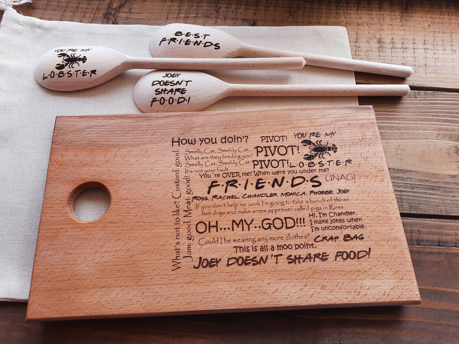 Friends Cutting Board Friends Spoons Ultimate Friends Gift Set Etsy