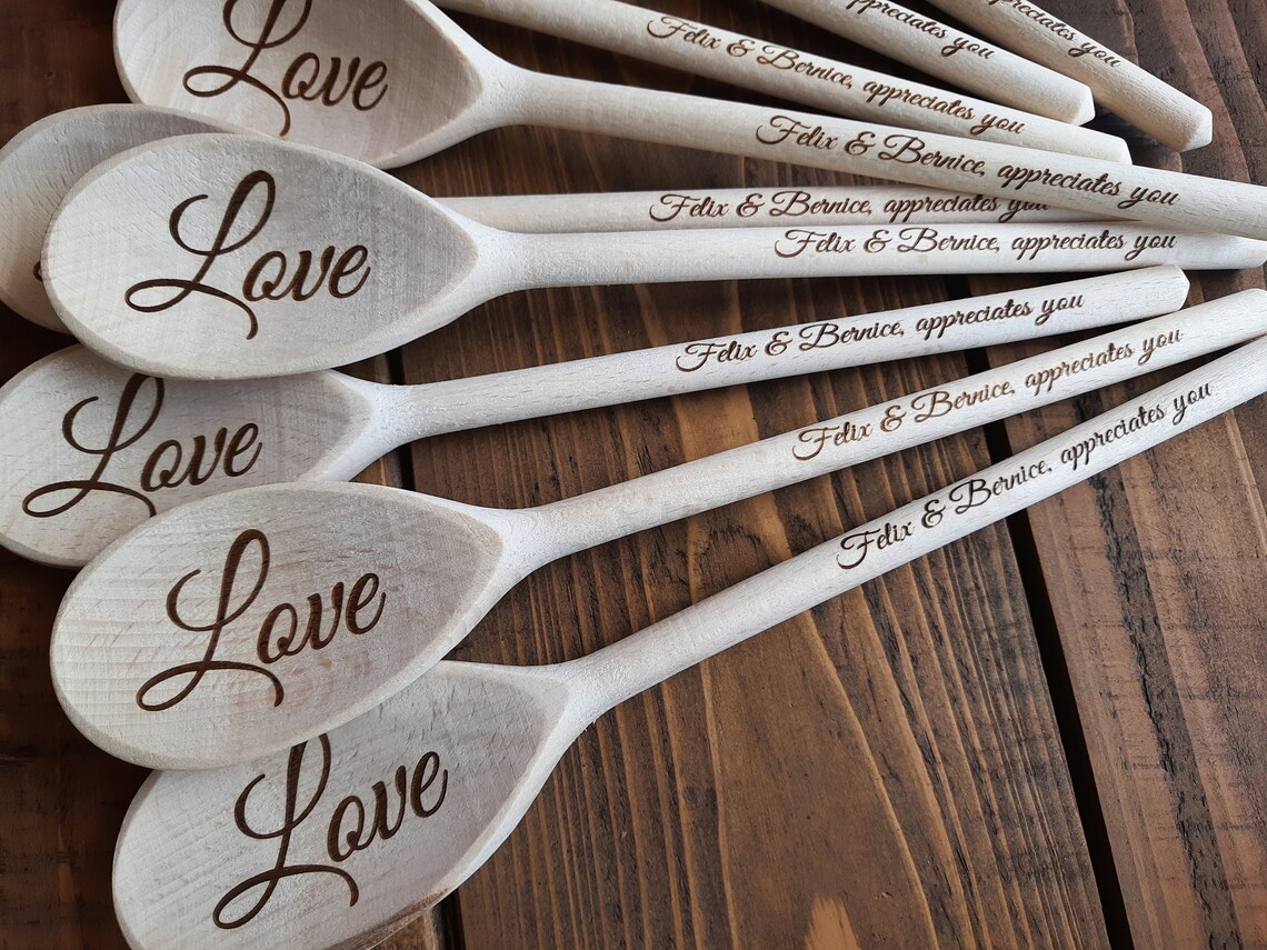 Custom Engraved Wood Spoon Wedding Favor Personalized Spoon Etsy