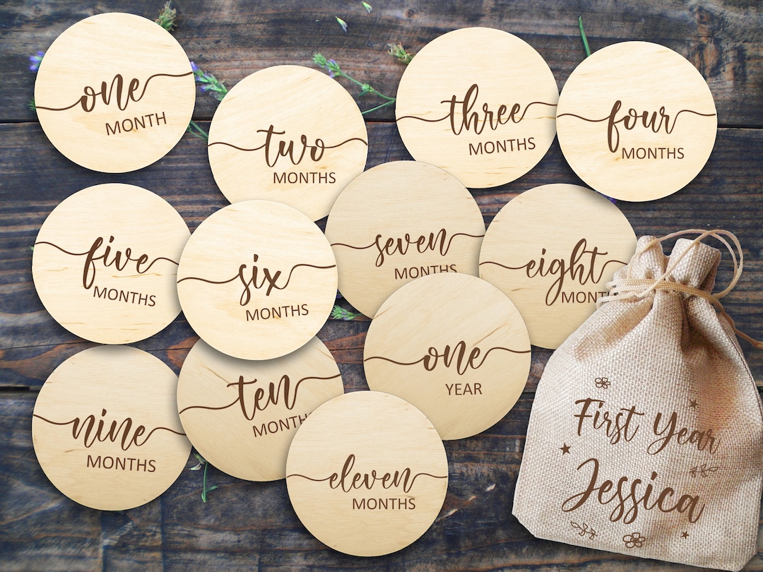 Baby Milestone Cards Wooden Signs Monthly Photos Baby Shower Gift ...