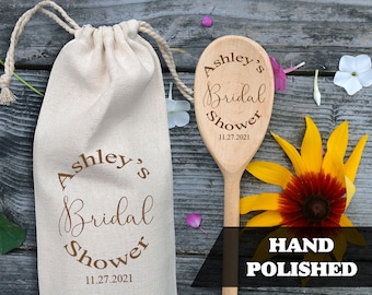 Holzlöffel Brautdusche Geschenk Individuell gravierte Paarnamen Datum Hochzeit Favor Einzigartiges Design
